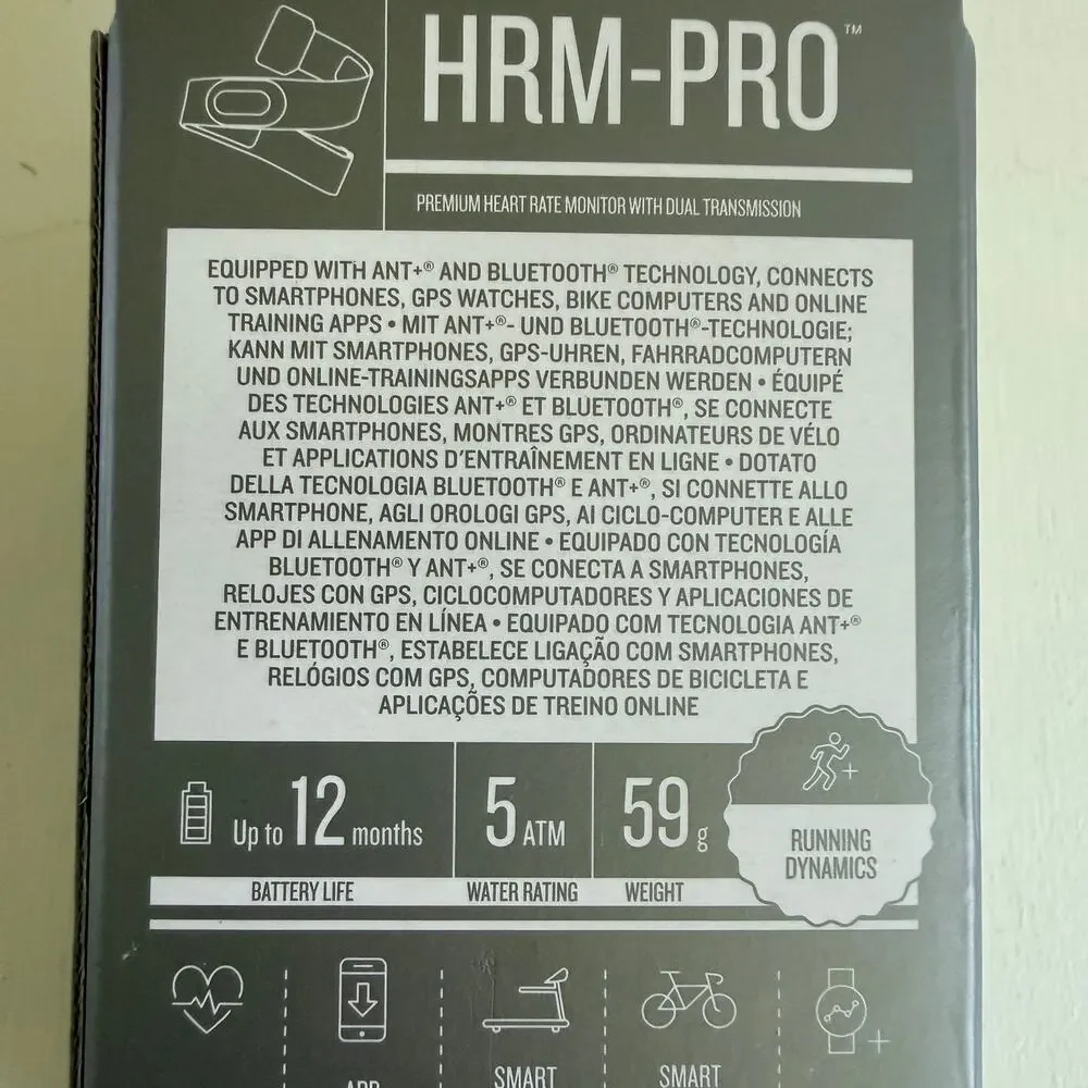 Garmin HRM-Pro Premium Heart Rate Monitor Chest Strap ANT+ Bluetooth NEW